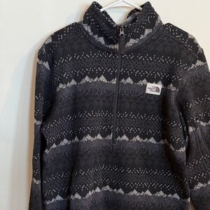 The North Face Men's Black & Gray Zip-Up Patterned Sweater